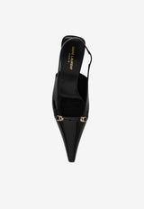 Saint Laurent Carine 55 Patent Leather Slingabck Pumps Black 7893911TVAN/O_YSL-1000