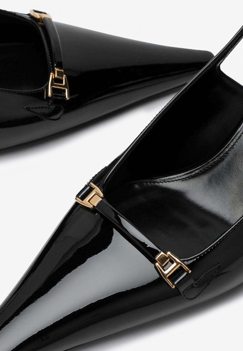 Saint Laurent Carine 55 Patent Leather Slingabck Pumps Black 7893911TVAN/O_YSL-1000