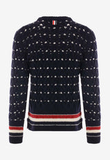 Thom Browne Donegal Cable-Knit Crewneck Sweater Blue MKA510BY1506_415