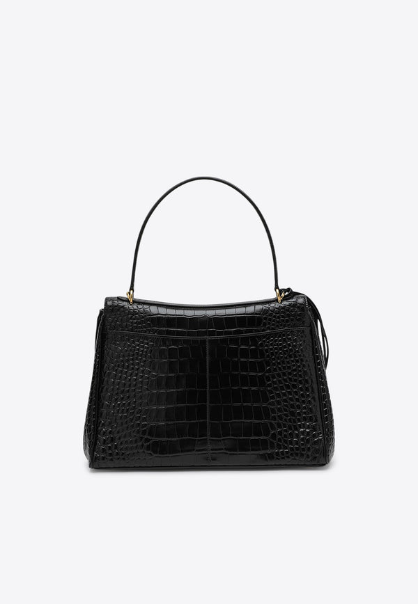 Balenciaga Medium Rodeo Croc-Embossed Leather Tote Bag  Black 7897722AA5L/R_BALEN-1000