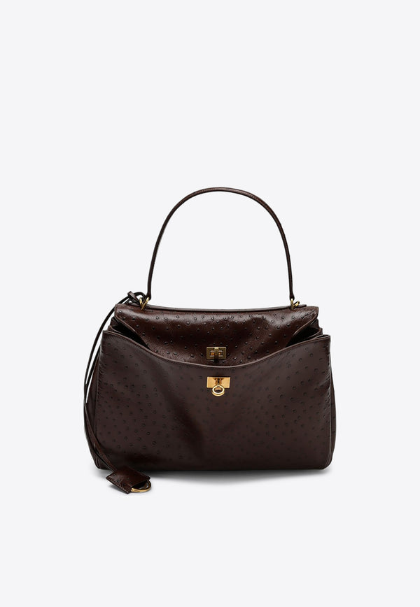 Balenciaga Medium Rodeo Ostrich-Effect Leather Top Handle Bag Brown 7897722ABBP/P_BALEN-2053