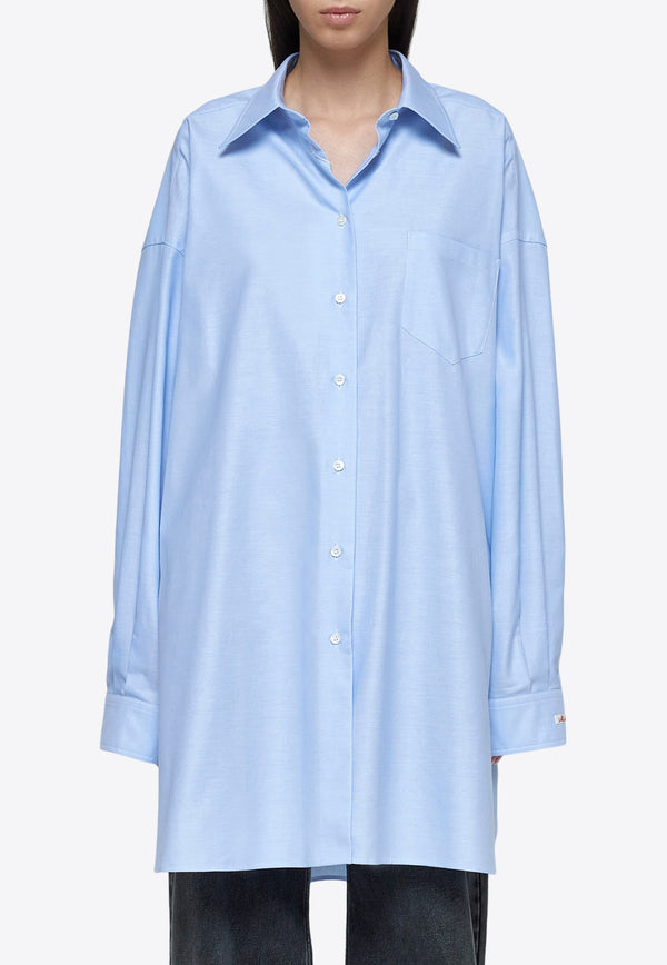 Maison Margiela Oversized Long-Sleeved Shirt Blue S51DL0253S54750_479