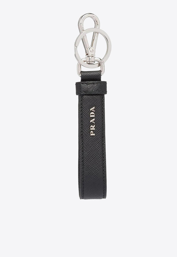 Prada Logo Plaque Leather Keychain Black 2PP68T053_F0002
