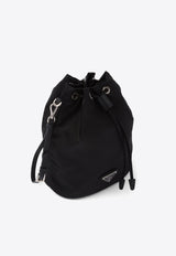 Prada Re-Nylon Logo Plaque Pouch Bag Black 1NS369R067_F0002