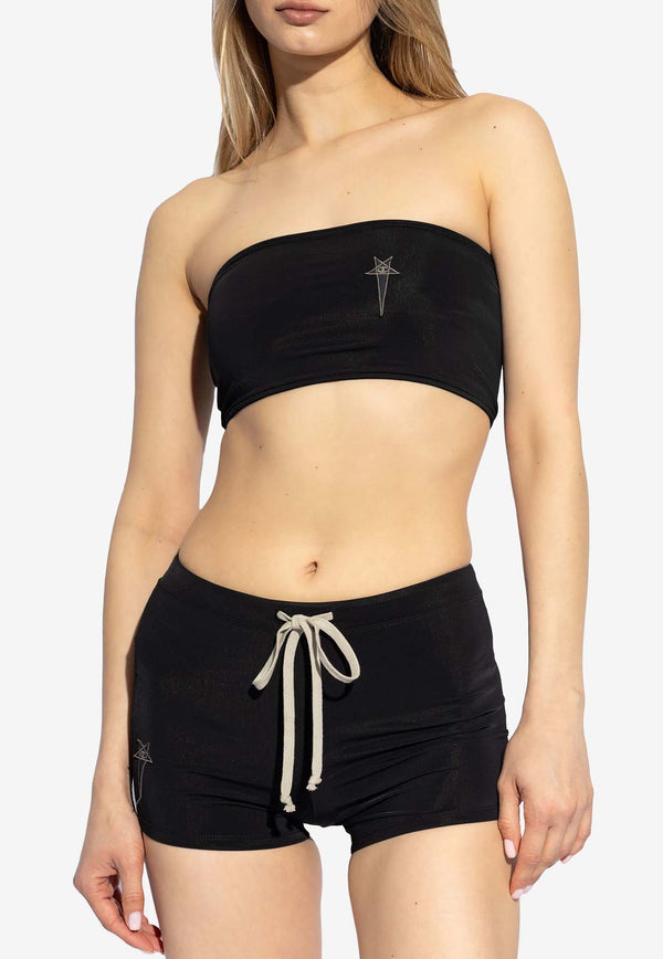 Rick Owens X Champion  Logo Embroidered Bandeau Cropped Top Black CW01D6669CHJEMW_09
