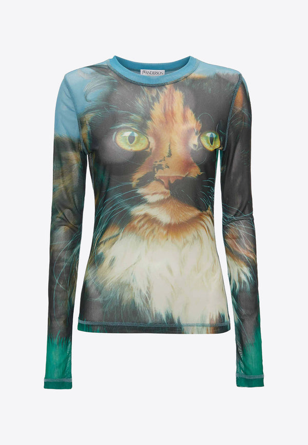 JW Anderson Cat Print Long-Sleeved T-shirt Multicolor JO0138PG1629_540