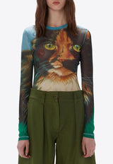 JW Anderson Cat Print Long-Sleeved T-shirt Multicolor JO0138PG1629_540