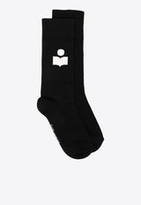 Isabel Marant Siloki Logo Print Socks Black CT001JFAA1C11A_01BK