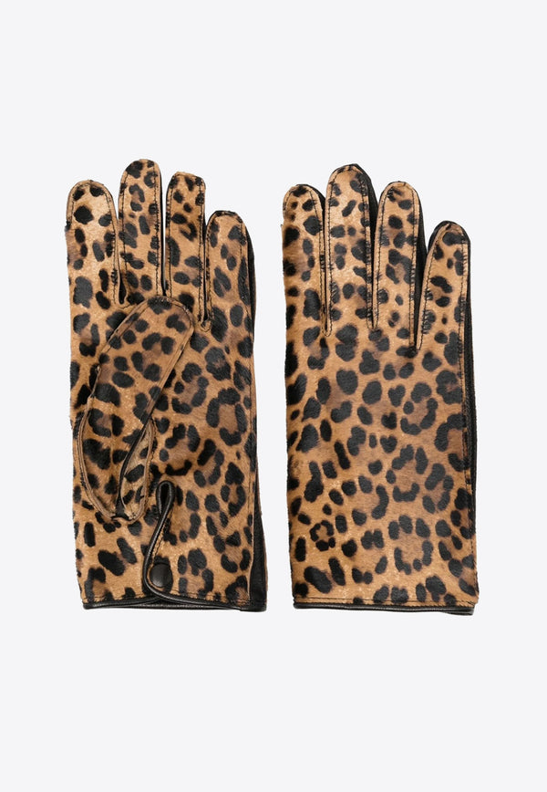 Maison Margiela All-Over Leopard Print Gloves Brown SI1TS0002SY1573_001S
