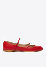 Max Mara Circus Double-Strap Nappa Leather Ballet Flats Red 2424526011600CIRCUS_064