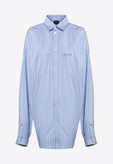 Balenciaga Striped Asymmetrical Shirt Blue 790945TQM16/P_BALEN-3965