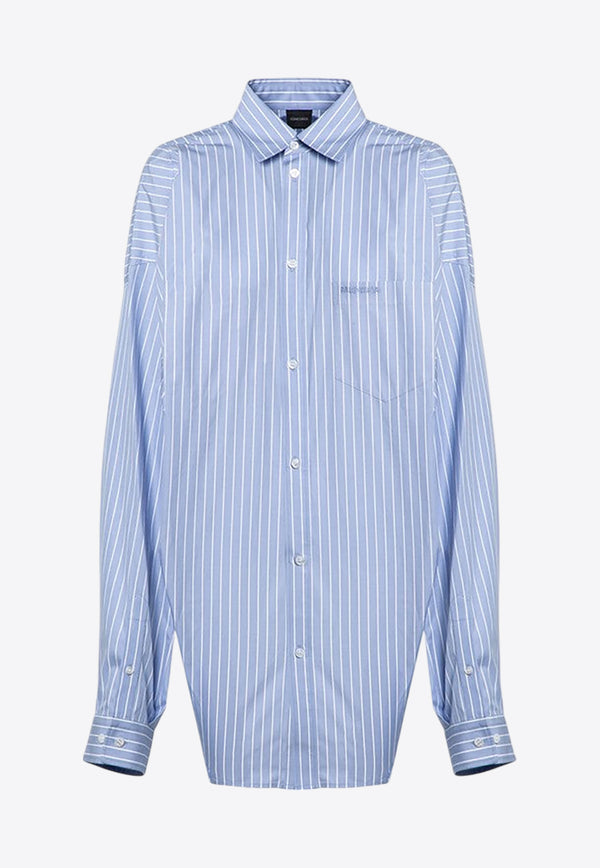 Balenciaga Striped Asymmetrical Shirt Blue 790945TQM16/P_BALEN-3965