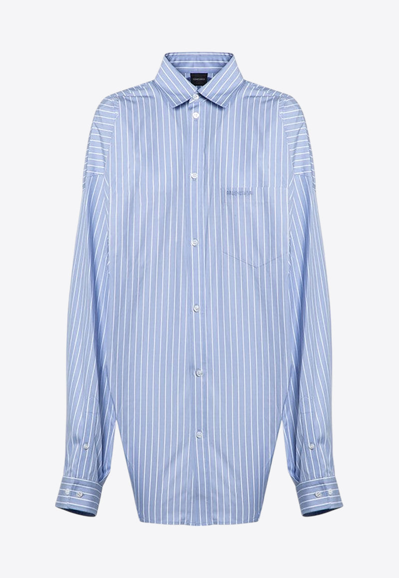 Balenciaga Striped Asymmetrical Shirt Blue 790945TQM16/P_BALEN-3965