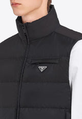 Prada Triangle Logo Zip-Up Padded Vest Black SGB033S1911WQ9_F0002