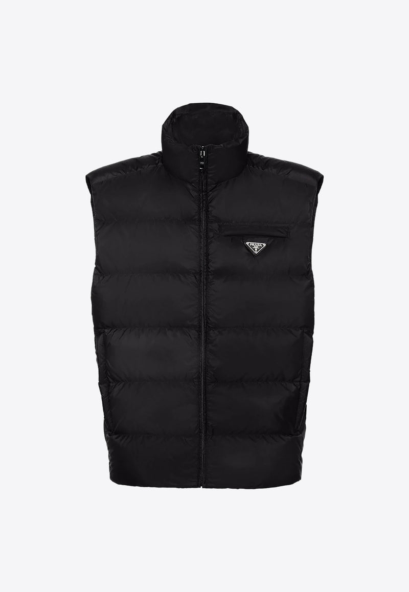 Prada Triangle Logo Zip-Up Padded Vest Black SGB033S1911WQ9_F0002