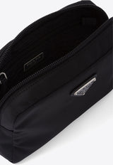 Prada Re-Nylon Logo Plaque Pouch Bag Black 1NS021R067_F0002