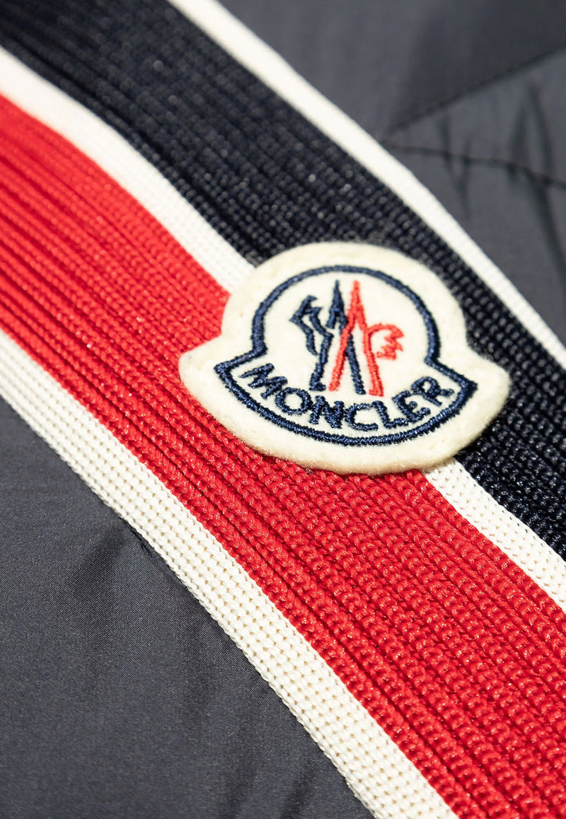 Moncler Striped Logo Patch Down Jacket Blue J20911A00066549SK_779