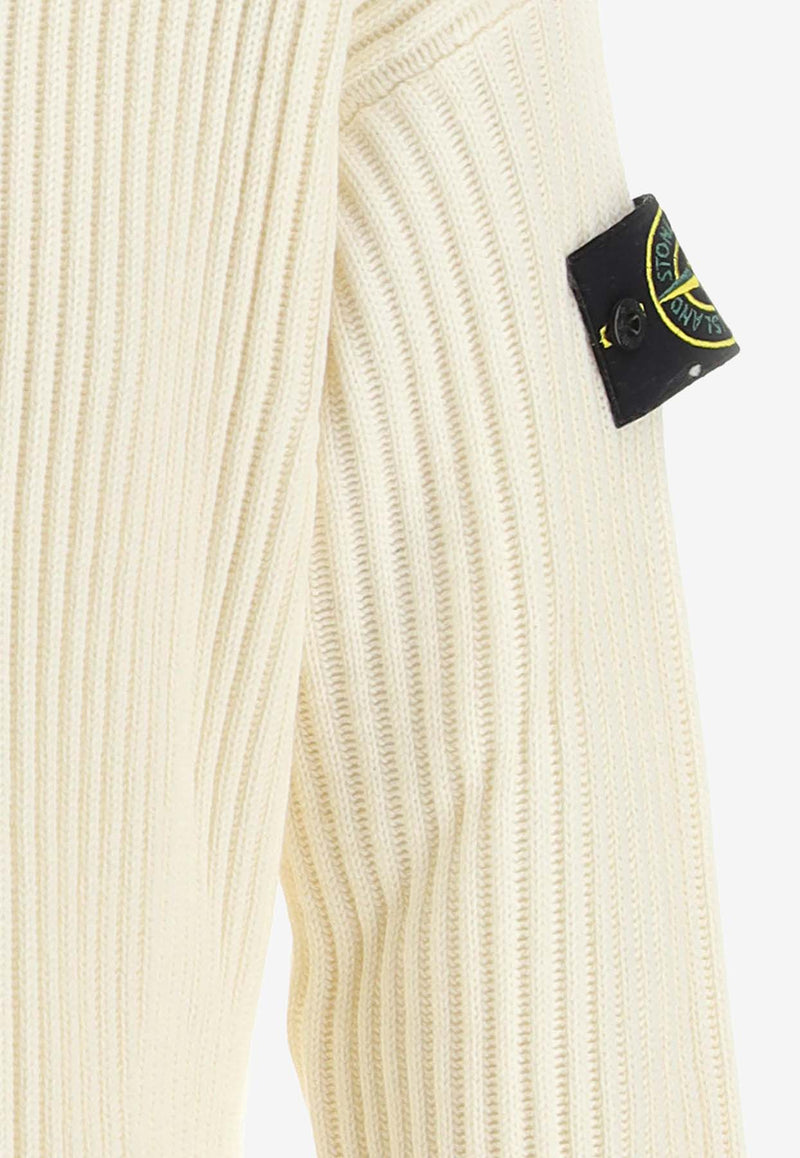 Stone Island Logo Patch Knitted Wool Sweater Cream 7915538C2_000_V0099