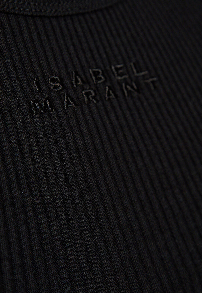 Isabel Marant Logo Embroidered Rib Knit Tank Top Black TS0225FAA2N39I_01BK