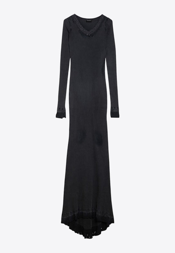 Balenciaga Washed-Out Maxi Ribbed Dress Black 791803TQVE1/O_BALEN-1055