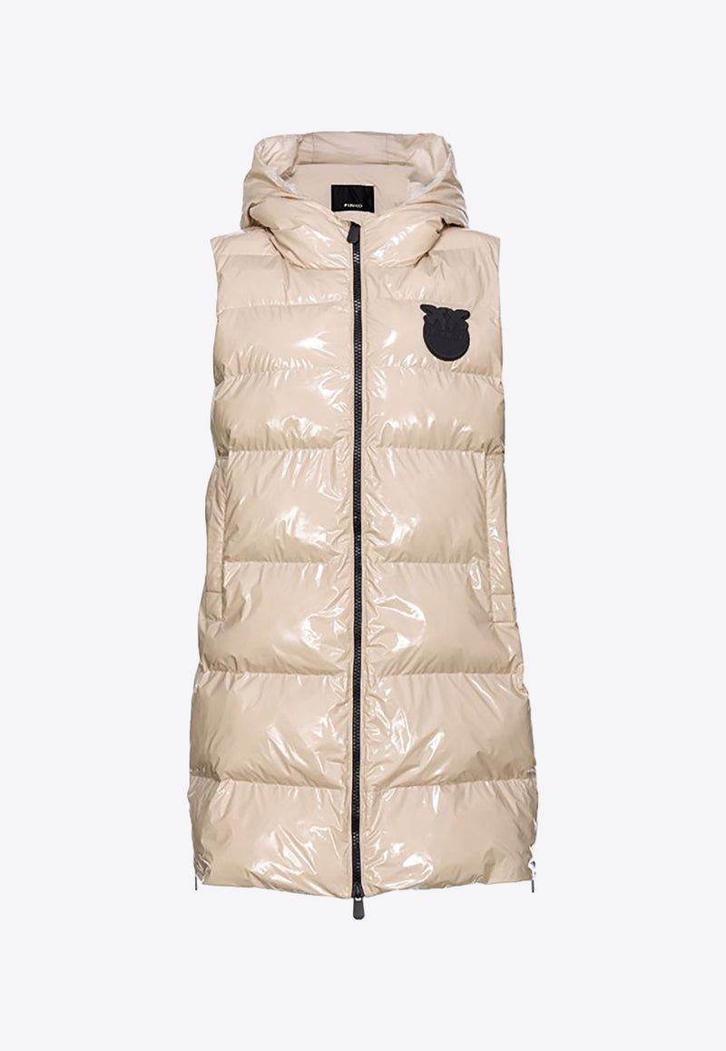 PINKO Logo Patch Puffer Gilet  Beige 103825A11K_D05