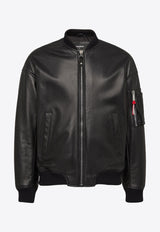 Dsquared2 Leather Bomber Jacket Black S74AM1502SY1602_900