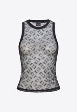 PINKO Love Birds Jacquard Mesh Tank Top Black 103710A21J_Z99