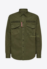 Dsquared2 Logo Embroidered Shirt Military Green S74DM0875S78205_695