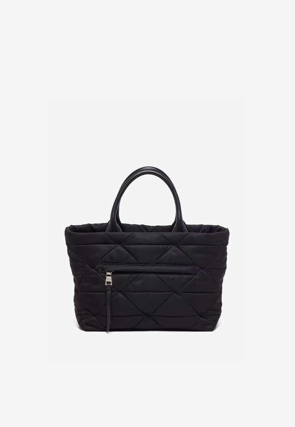 Prada Small Re-Nylon Logo Plaque Top Handle Bag Black 1BG436VOOORDJN_F0002
