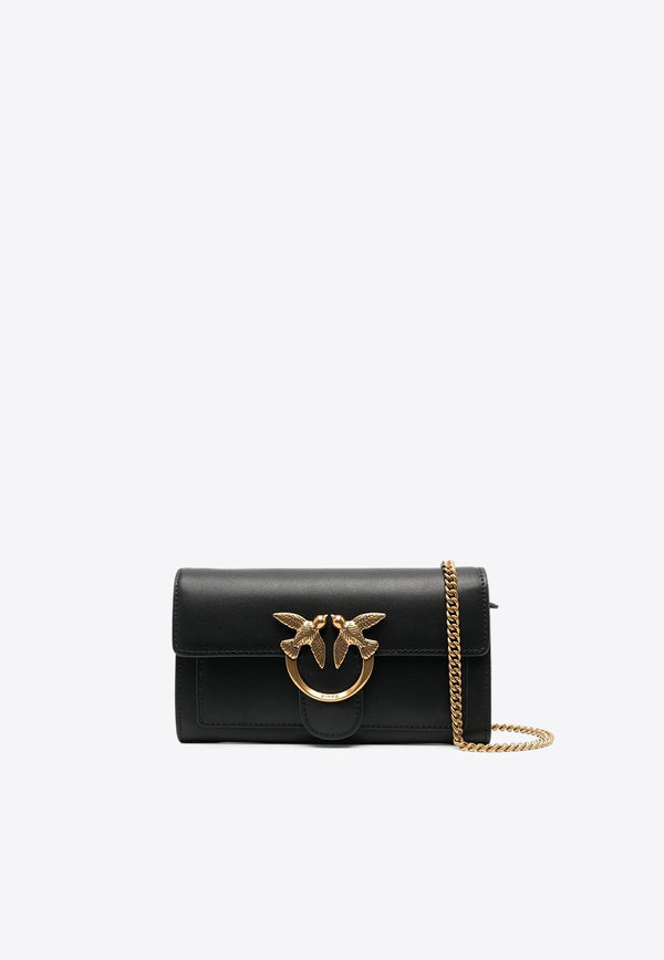 PINKO Love One Leather Chain Clutch Black 100062A0F1_Z99Q