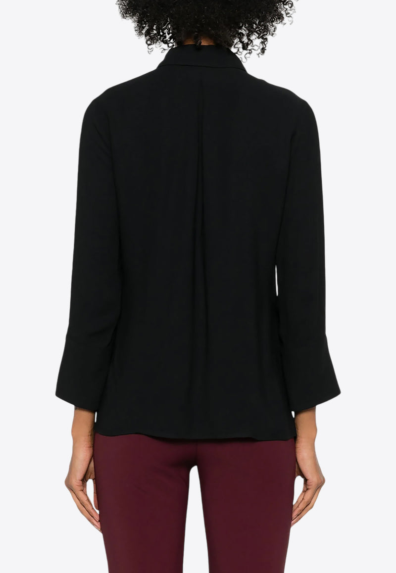 Elisabetta Franchi Logo Patch Georgette Shirt Black CA09146E2_110