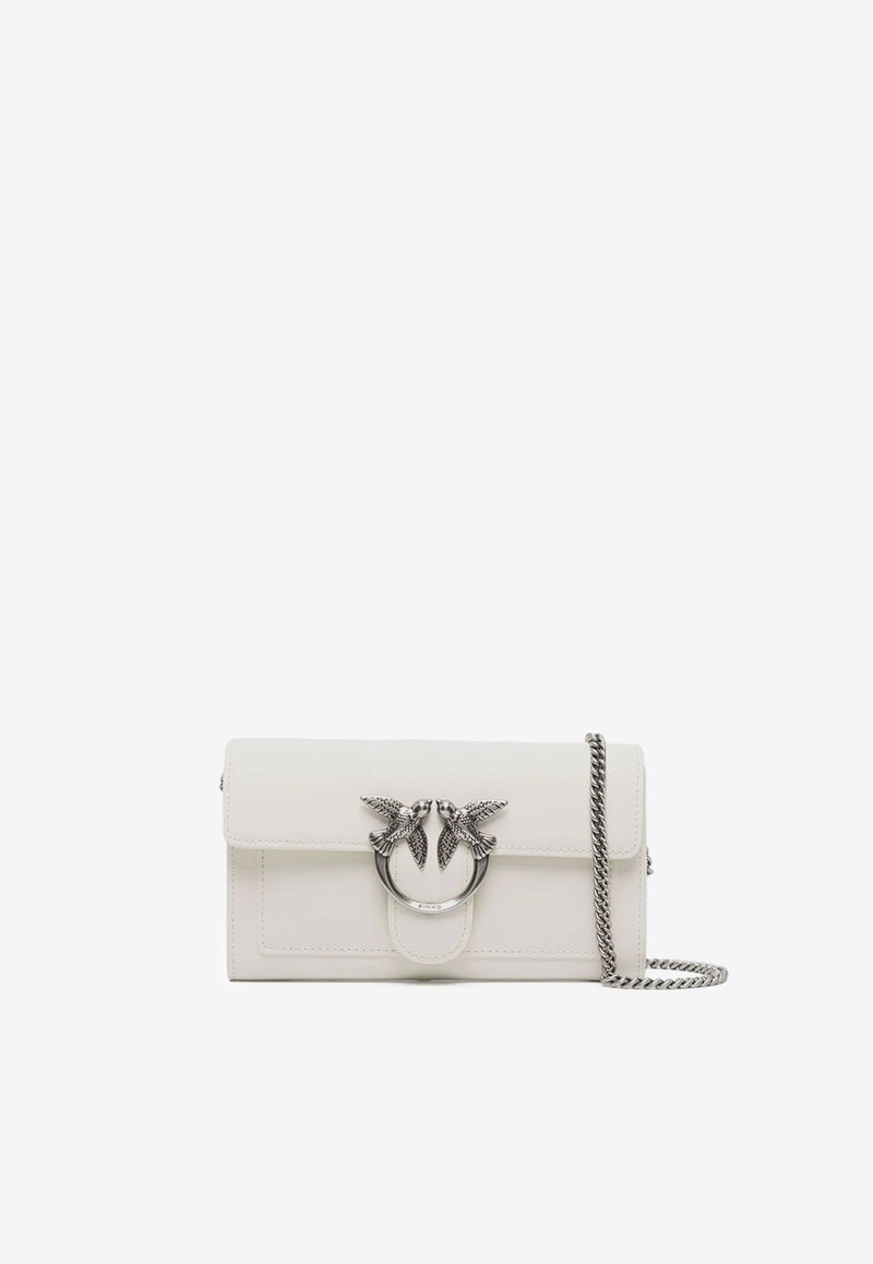 PINKO Love One Leather Chain Clutch White 100062A0F1_Z14O