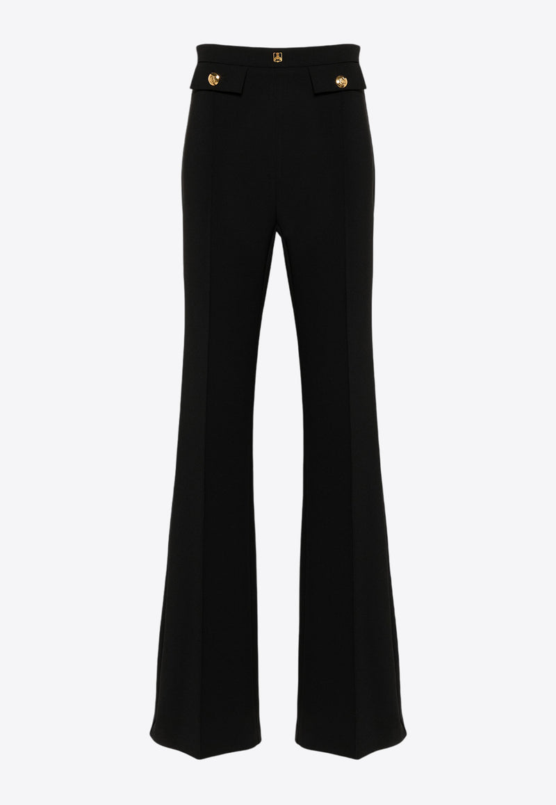 Elisabetta Franchi Logo Plaque Flared Pants Black PA02546E2_110