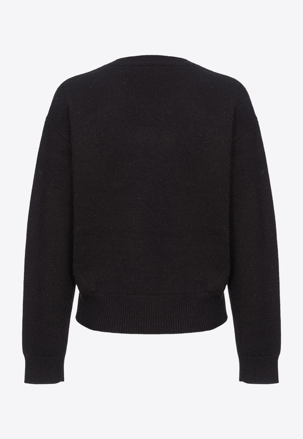 PINKO Burgos Wool Crewneck Sweater Black 100414Y7Z4_ZL6