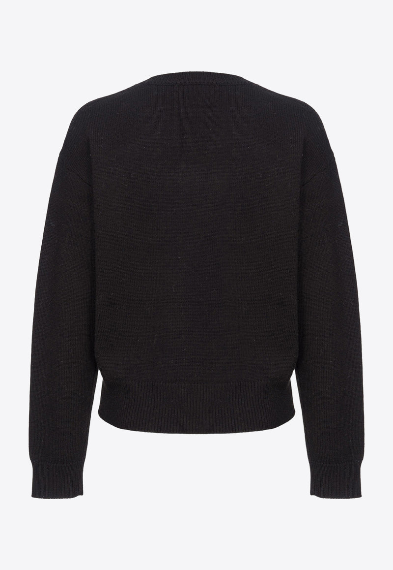 PINKO Burgos Wool Crewneck Sweater Black 100414Y7Z4_ZL6