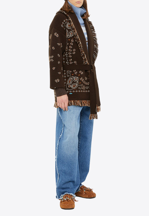 Alanui Bandana Fringed Cashmere Cardigan Brown LWHB064E24KNI002_6E61