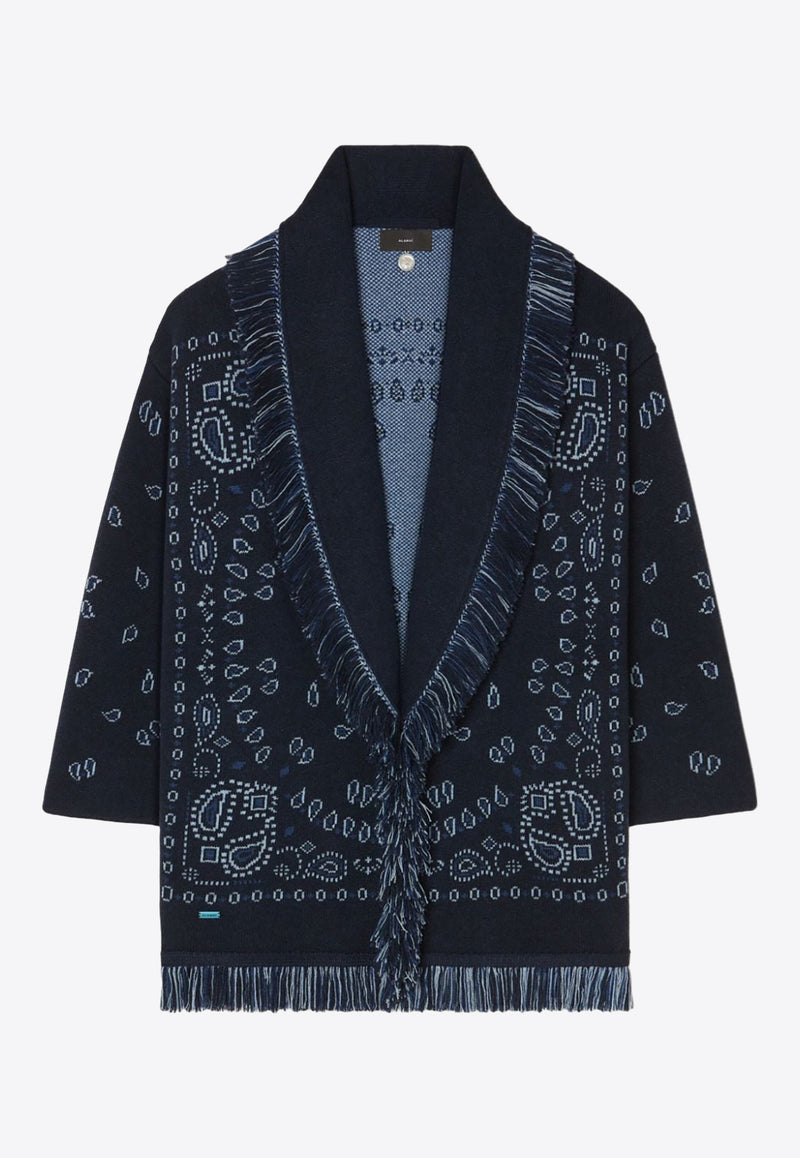 Alanui Bandana Fringed Cashmere Cardigan Midnight Blue LWHB064E24KNI002_4634