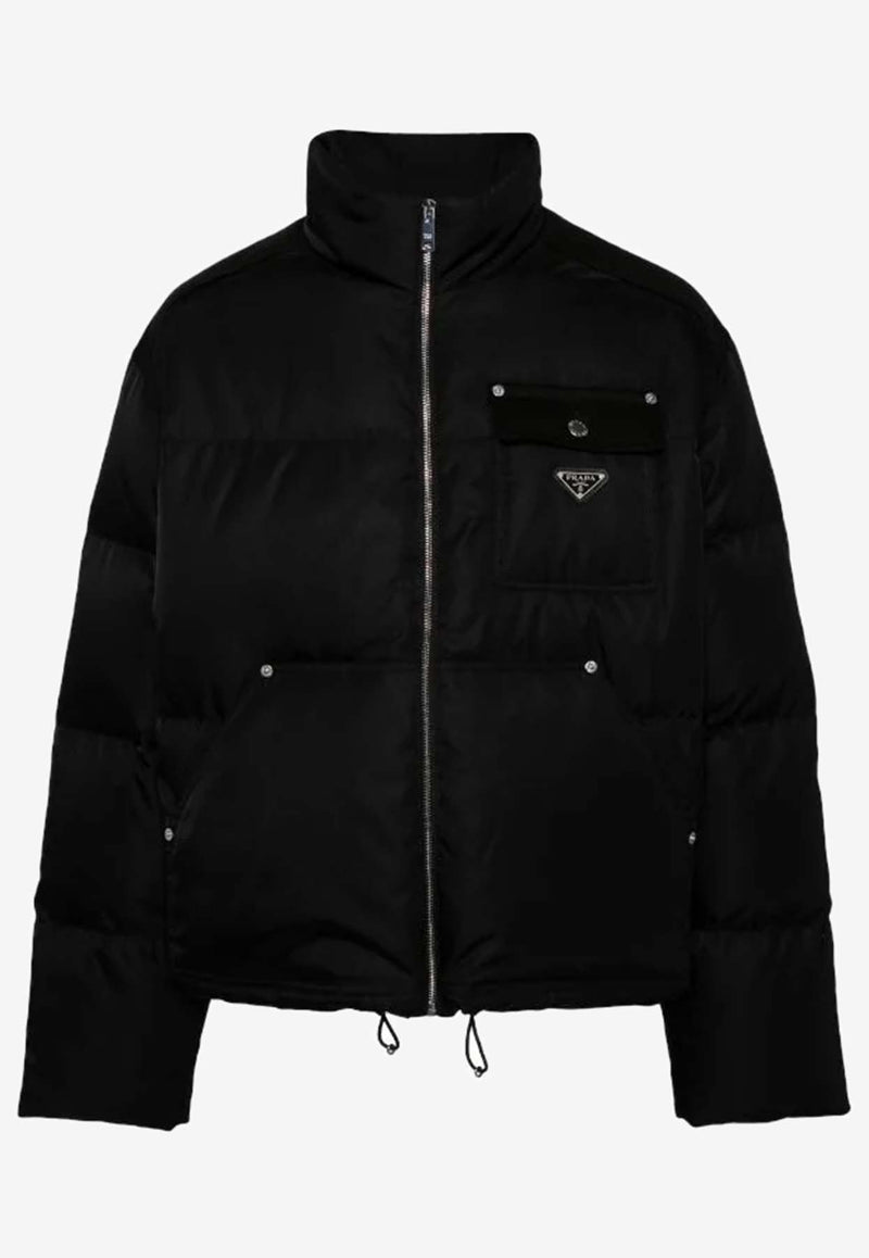 Prada Logo Plaque Zip-Up Padded Jacket Black SGC584SOOO1WQ8_F0002