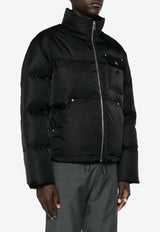 Prada Logo Plaque Zip-Up Padded Jacket Black SGC584SOOO1WQ8_F0002