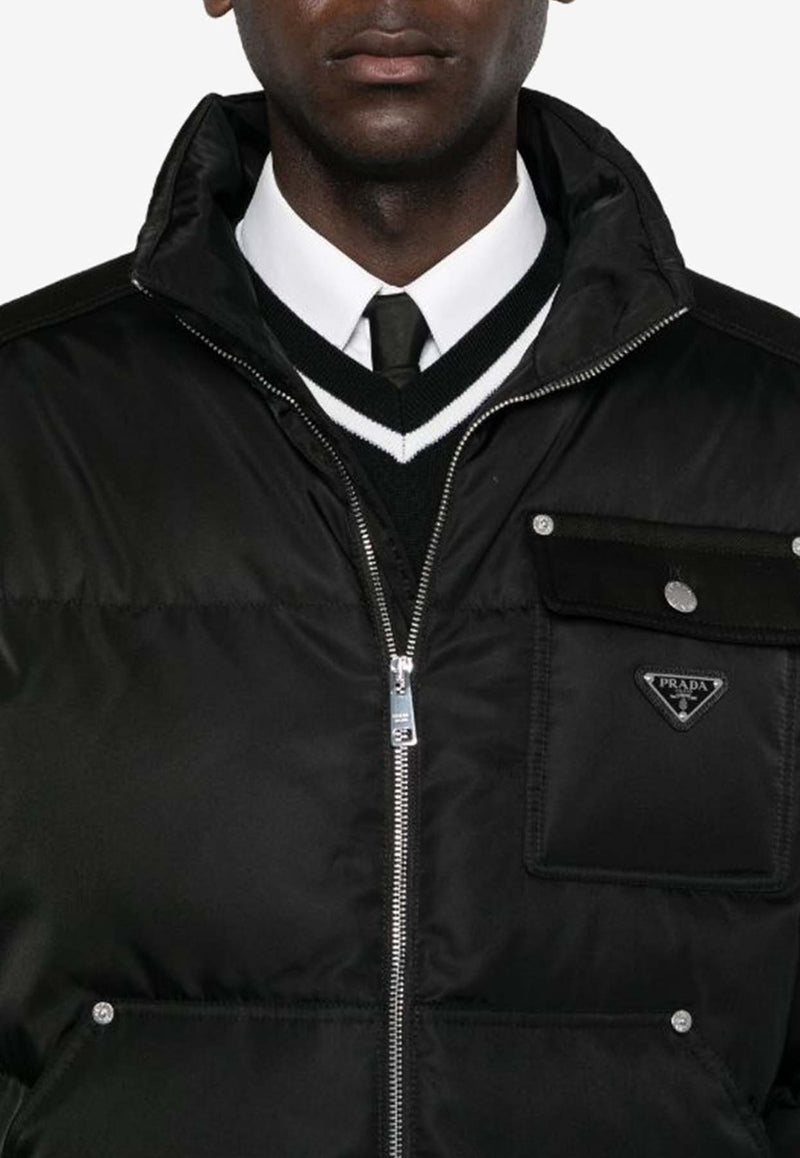 Prada Logo Plaque Zip-Up Padded Jacket Black SGC584SOOO1WQ8_F0002