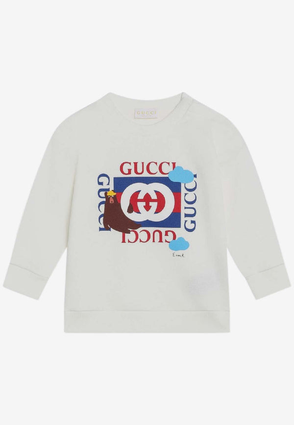 Gucci Babies Logo-Printed Crewneck Sweatshirt 792071XJHFE/R_GUC-9214