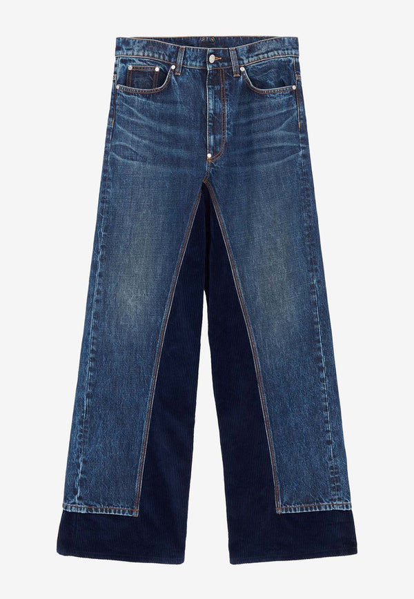 Stella McCartney Corduroy-Paneled Jeans
 Blue 6D02893SPH82_4480