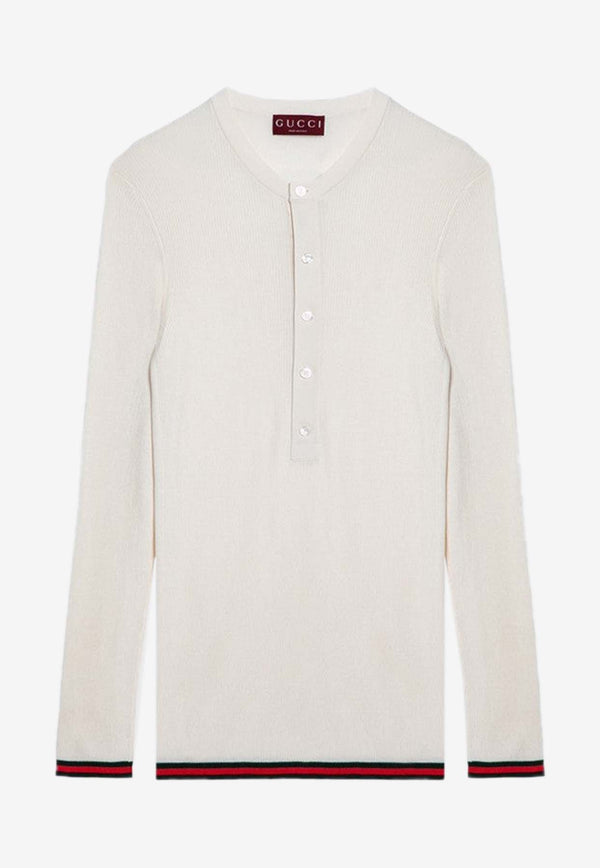Gucci Signature Web-Trimmed Sweater White 792759XKEAH/P_GUC-9060