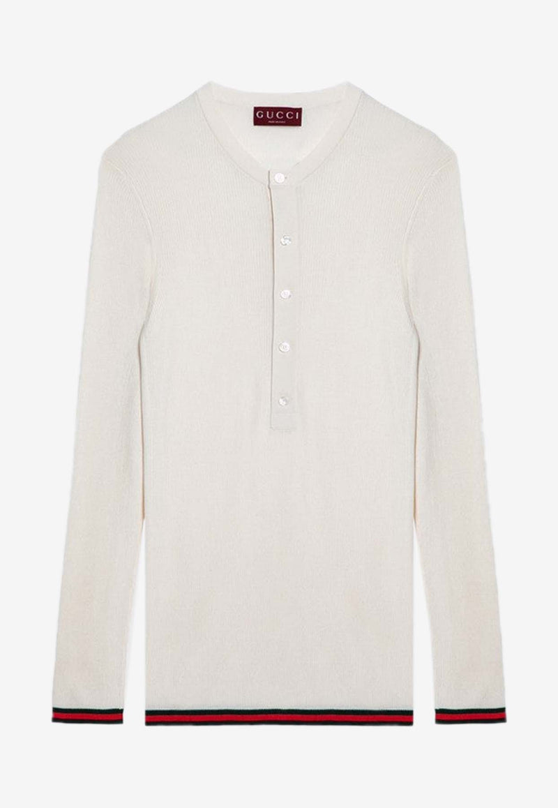 Gucci Signature Web-Trimmed Sweater White 792759XKEAH/P_GUC-9060