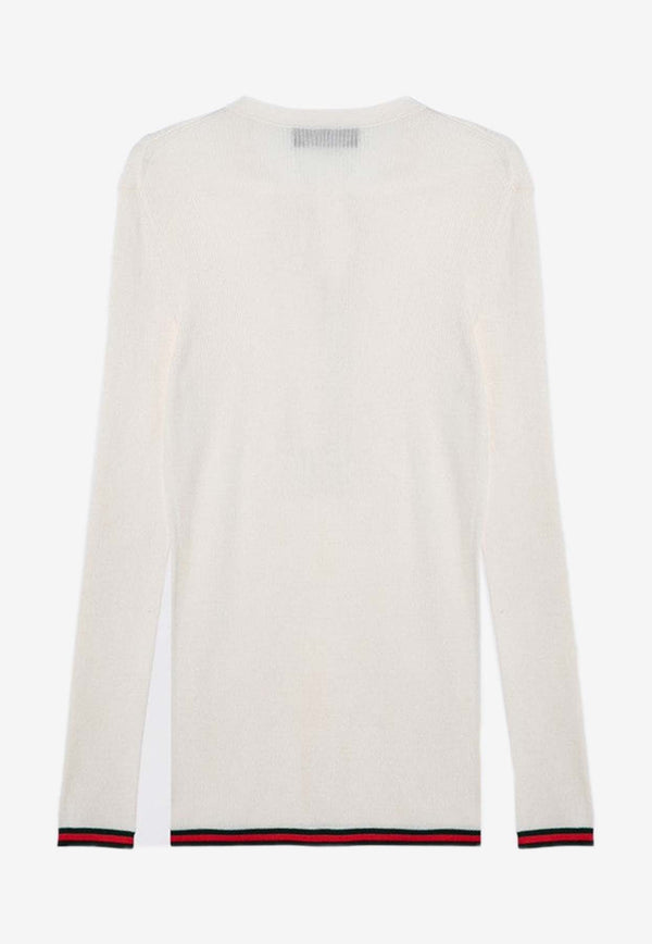 Gucci Signature Web-Trimmed Sweater White 792759XKEAH/P_GUC-9060