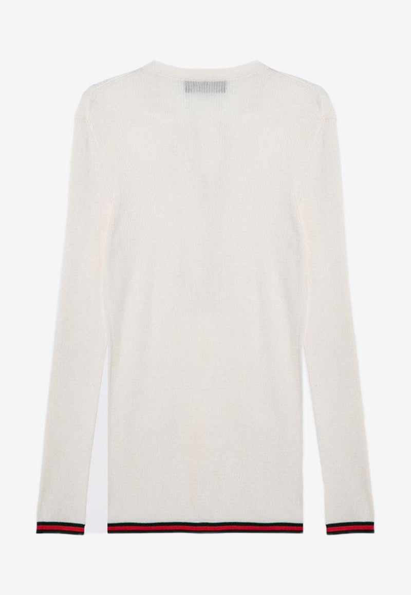 Gucci Signature Web-Trimmed Sweater White 792759XKEAH/P_GUC-9060