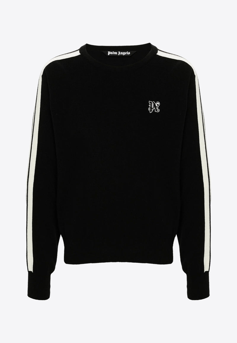 Palm Angels Monogram Crewneck Sweater Black PMHE075F24KNI001_1003