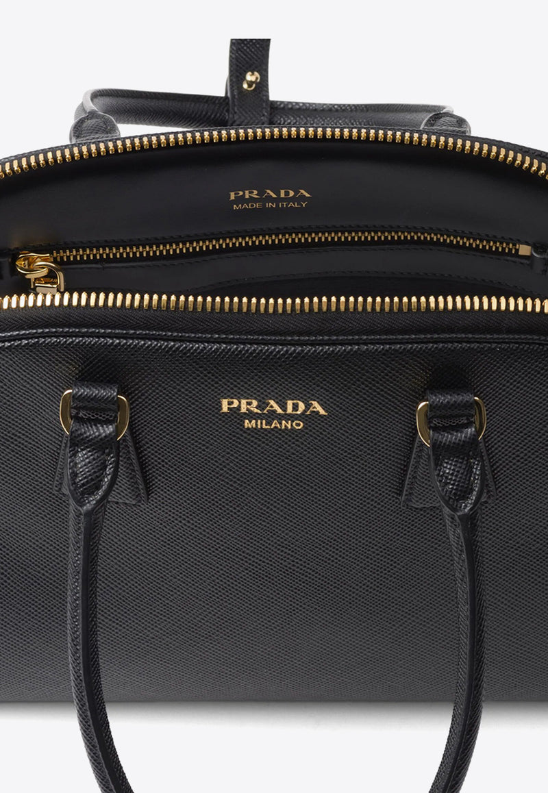 Prada Medium Saffiano Leather Shoulder Bag  Black 1BG537VMOM2A4A_F0002