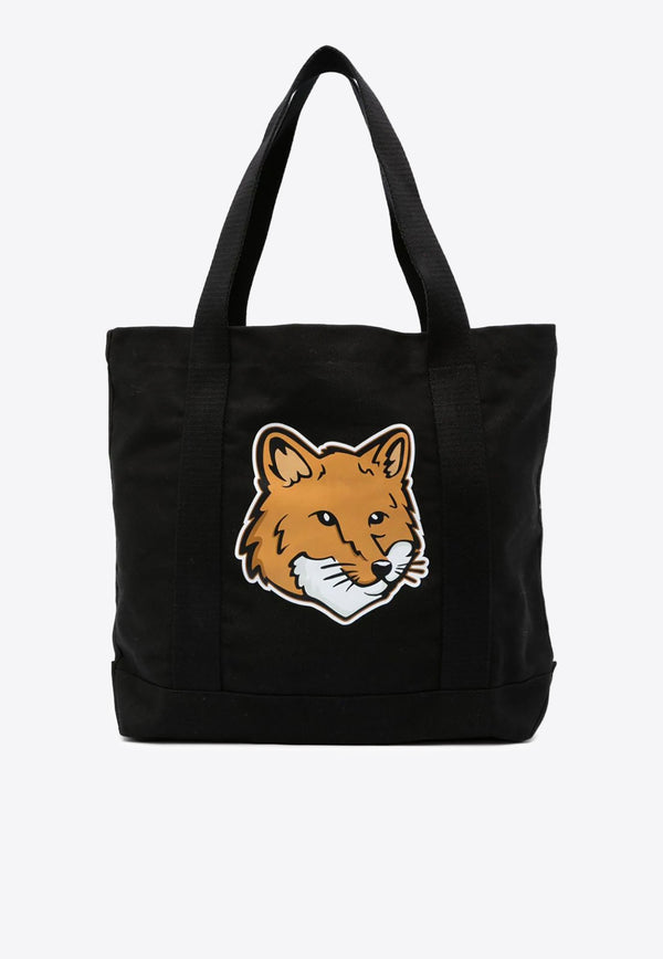 Maison Kitsuné Fox Logo Print Canvas Tote Bag Black LW05101WW0050_P199