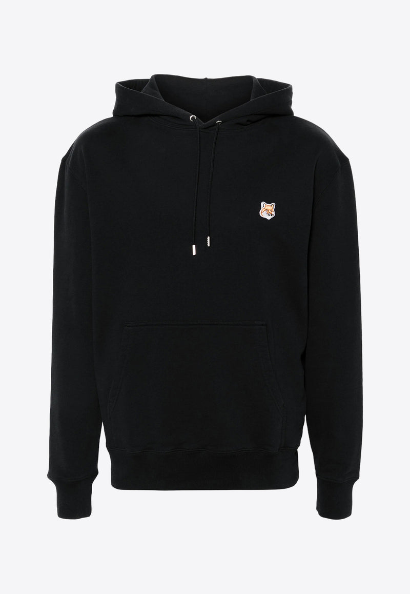 Maison Kitsuné Fox Logo Patch Drawstring Hoodie Black LM00702KM0001_P199